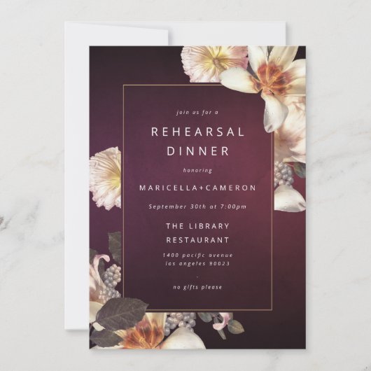 Elegantes Abendessen im Herbst Flora Creme Pum Pro Einladung (Vorderseite)