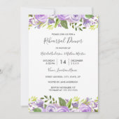 Elegantes Abendessen mit Lila floraler Probe Einladung (Vorderseite)