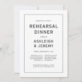 Elegantes Abendessen mit Schwarz-weißer Probe Einladung (Vorderseite)