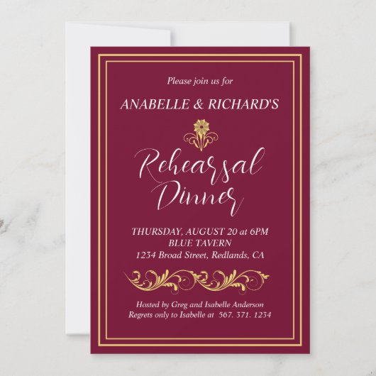 Elegantes Abendessen mit Viktorianischer Probe Einladung (Vorderseite)