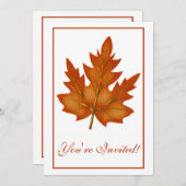 Elegantes Abendessen Party Einladung Herbstblatt 5 (Vorne/Hinten)