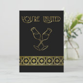 Elegantes Abendessen Party Schwarzes Meer Einladung (Stehend Vorderseite)