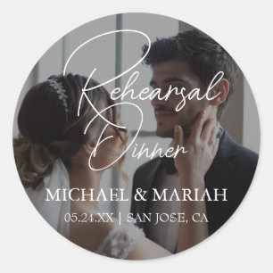 Elegantes Abendessen vor der Probe Foto Runder Aufkleber