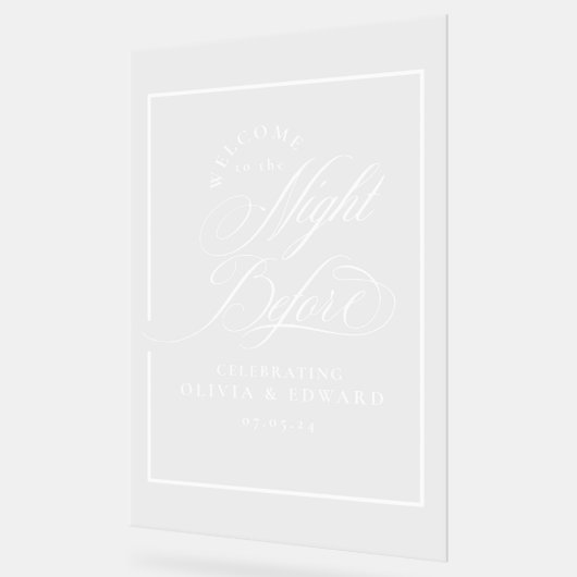 Elegantes Abendessen vor der Probe Willkommen Acrylschild (Winkel)