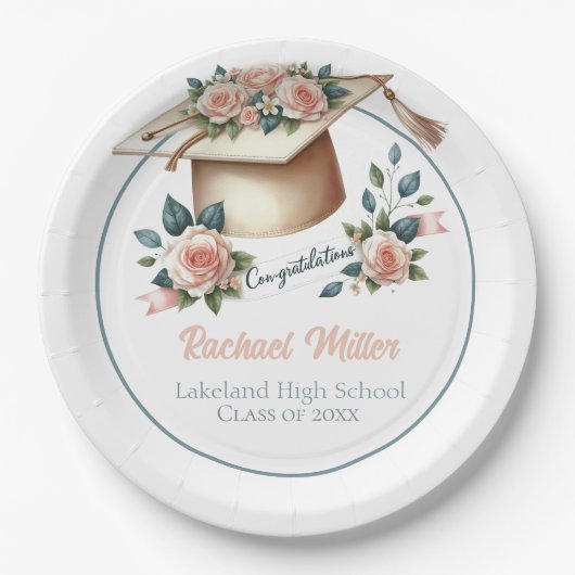 Elegantes Abschluss Celebration Design Pappteller (Vorderseite)