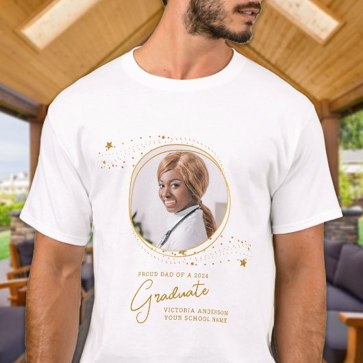 Elegantes Abschluss Custom Chic Graduate Gold Foto T-Shirt