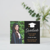 Elegantes Abschluss Foto Black Gold 2022 Graduate Postkarte (Stehend Vorderseite)