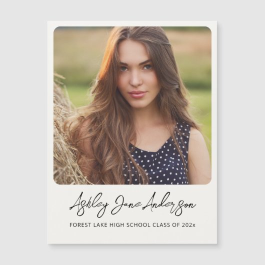 Elegantes Abschluss Foto Magnetic Ankündigung (Vorderseite)