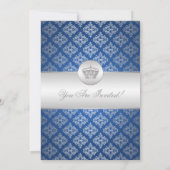 Elegantes Abschluss-Party-nobles Kronen-Blau Einladung (Rückseite)