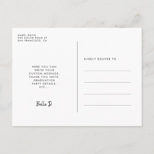 Elegantes Abschluss Postkarte (Rückseite)