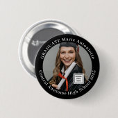 Elegantes Abschlussfoto-Schullogo-Abschluss Button (Vorne & Hinten)