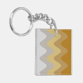 Elegantes Abstrakt-braunes Gelb, Grau-Wave-Kunst Schlüsselanhänger (Vorderseite links)