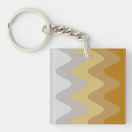 Elegantes Abstrakt-braunes Gelb, Grau-Wave-Kunst Schlüsselanhänger