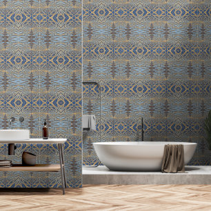 Elegantes Abstrakt geometrisches, modernes Blau un Tapete