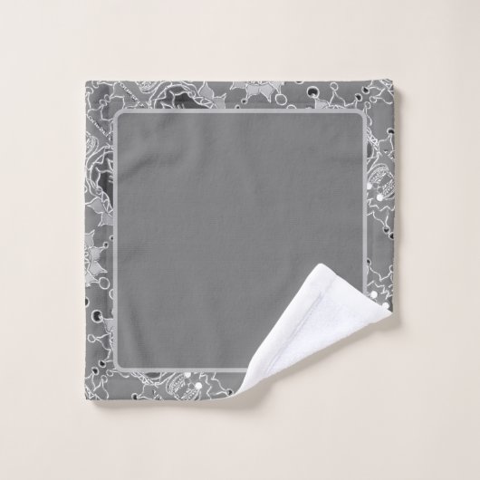 Elegantes Abstrakt geometrisches Muster Grau Var1 Badhandtuch Set (Waschlappen)