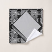 Elegantes Abstrakt geometrisches Muster Grau Var Badhandtuch Set (Waschlappen)