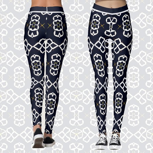 Elegantes Abstrakt geometrisches Muster in Navy Bl Leggings
