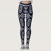 Elegantes Abstrakt geometrisches Muster in Navy Bl Leggings (Vorderseite)