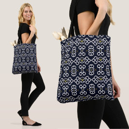 Elegantes Abstrakt geometrisches Muster in Navy Bl Tasche