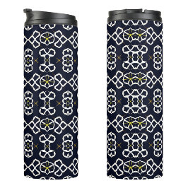 Elegantes Abstrakt geometrisches Muster in Navy Bl Thermosbecher