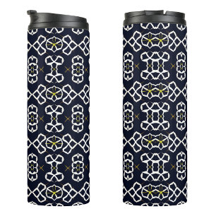 Elegantes Abstrakt geometrisches Muster in Navy Bl Thermosbecher