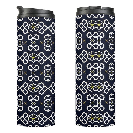 Elegantes Abstrakt geometrisches Muster in Navy Bl Thermosbecher