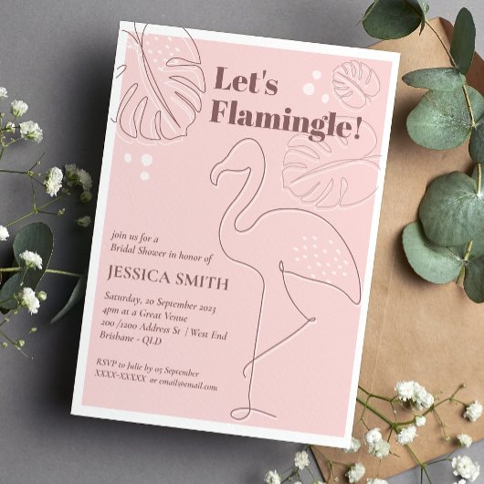 Elegantes Abstrakt Lasse Flamingle-Brautparty Einladung