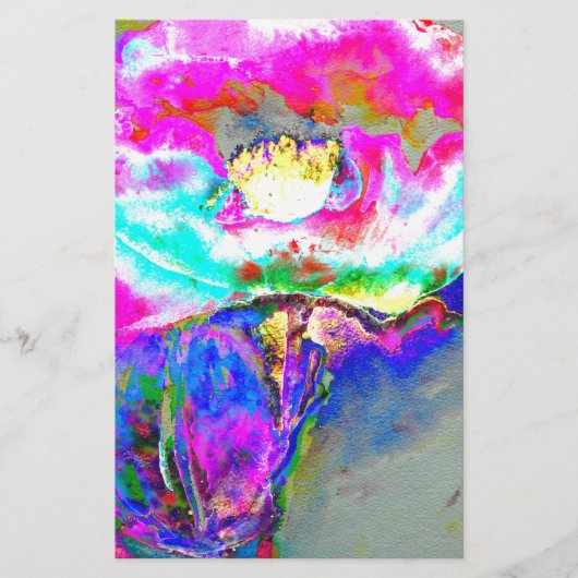 Elegantes abstrakt rosa aquamarines Blumengemälde Briefpapier (Vorderseite)