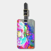 Elegantes abstrakt rosa aquamarines Blumengemälde Gepäckanhänger (Vorderseite vertikal)