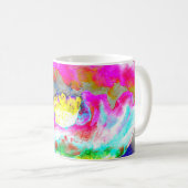 Elegantes abstrakt rosa aquamarines Blumengemälde Kaffeetasse (VorderseiteRechts)