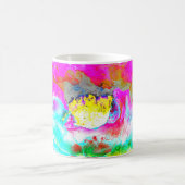 Elegantes abstrakt rosa aquamarines Blumengemälde Kaffeetasse (Mittel)