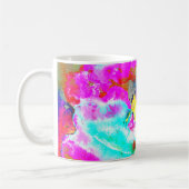 Elegantes abstrakt rosa aquamarines Blumengemälde Kaffeetasse (Links)