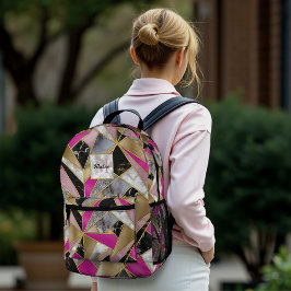 Elegantes abstrakt rosa, geometrisch bedruckter rucksack