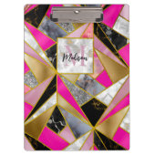 Elegantes abstrakt rosa, geometrisch klemmbrett (Vorderseite)