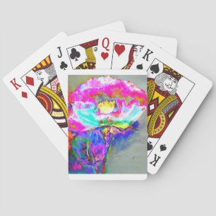 Elegantes abstrakt rosafarbenes Mohngemälde Spielkarten