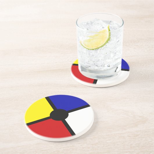 Elegantes Abstrakt Schwarz, Blau, Rot, Gelb und We Getränkeuntersetzer (Seite)