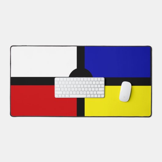 Elegantes Abstrakt Schwarz, Blau, Rot, Gelb und We Schreibtischunterlage (Tastatur & Maus)