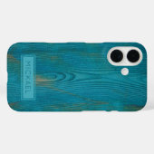 Elegantes Abstraktes Aquamarines Holzkorn Textur M Case-Mate iPhone Hülle (Rückseite (Horizontal))