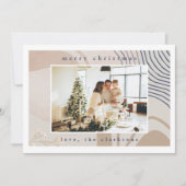 Elegantes Abstraktes Beige Foto Weihnachten (Vorderseite)