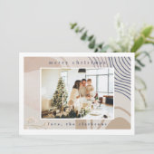 Elegantes Abstraktes Beige Foto Weihnachten (Stehend Vorderseite)