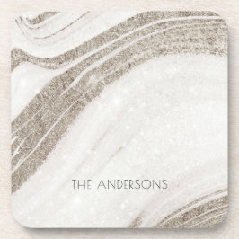 Elegantes Abstraktes Blassgoldenes Marmor Agate Getränkeuntersetzer