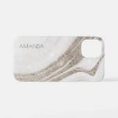 Elegantes Abstraktes Blassgoldenes Marmor Agate iPhone Hülle (Rückseite (Horizontal))