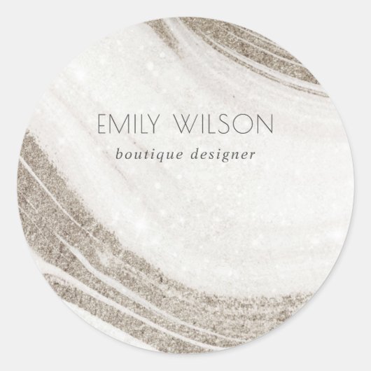 Elegantes Abstraktes Blassgoldenes Marmor Agate Runder Aufkleber (Vorderseite)