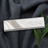 Elegantes Abstraktes Blassgoldenes Marmor Agate Schreibtischnamensplakette