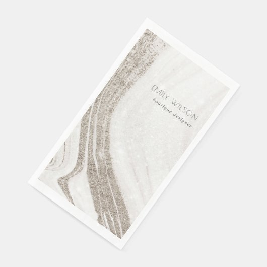 Elegantes Abstraktes Blassgoldenes Marmor Agate Serviette (Ecke)