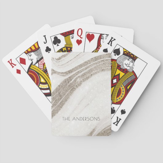 Elegantes Abstraktes Blassgoldenes Marmor Agate Spielkarten (Rückseite)