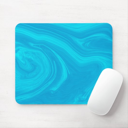 Elegantes Abstraktes blaues Flüssig-Marmor Artwork Mousepad (Mit Mouse)