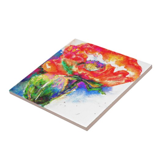 Elegantes abstraktes Blumengemälde Fliese (Seite)