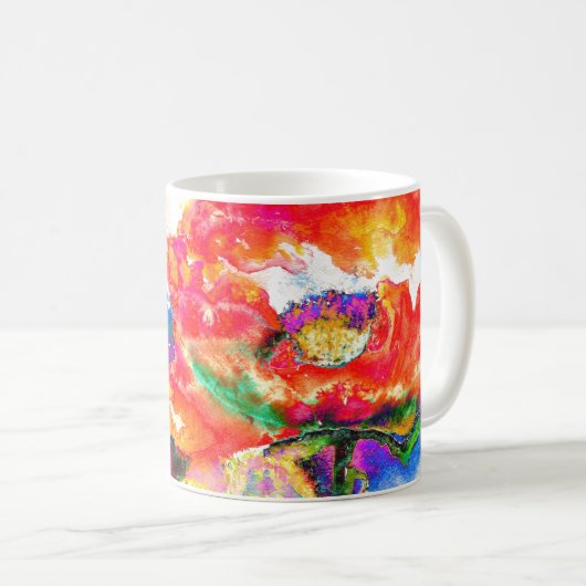 Elegantes abstraktes Blumengemälde Kaffeetasse (VorderseiteRechts)