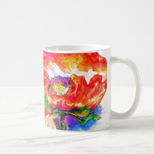 Elegantes abstraktes Blumengemälde Kaffeetasse (Rechts)